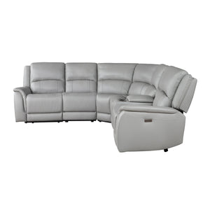 Steve Silver Alexandria 6-Piece Power Leather Reclining Sectional In Stone