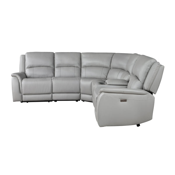 Steve Silver Alexandria 6-Piece Power Leather Reclining Sectional In Stone