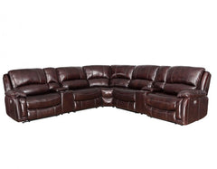 Steve Silver Denver 6-Piece Dual-Power Leather Reclining Sectional In Merlot