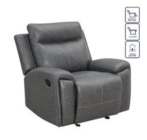 Steve Silver Gaston Manual Recliner In Gray Vegan Leather