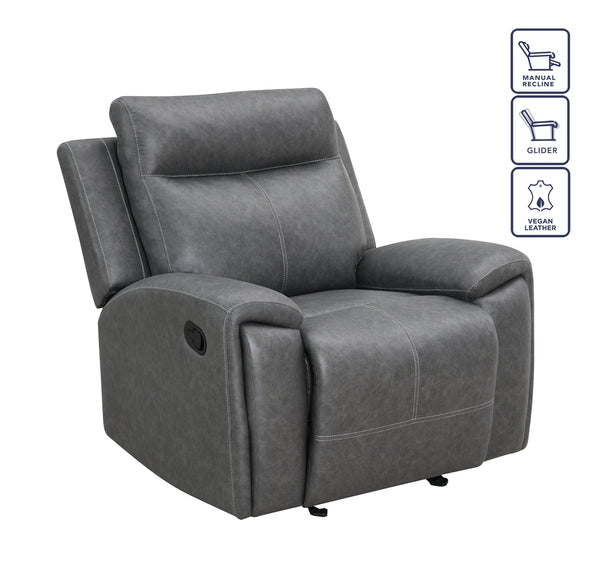 Steve Silver Gaston Manual Recliner In Gray Vegan Leather