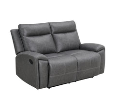 Steve Silver Gaston Manual Reclining Loveseat In Gray Vegan Leather