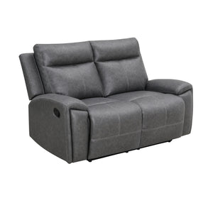 Steve Silver Gaston Manual Reclining Loveseat In Gray Vegan Leather