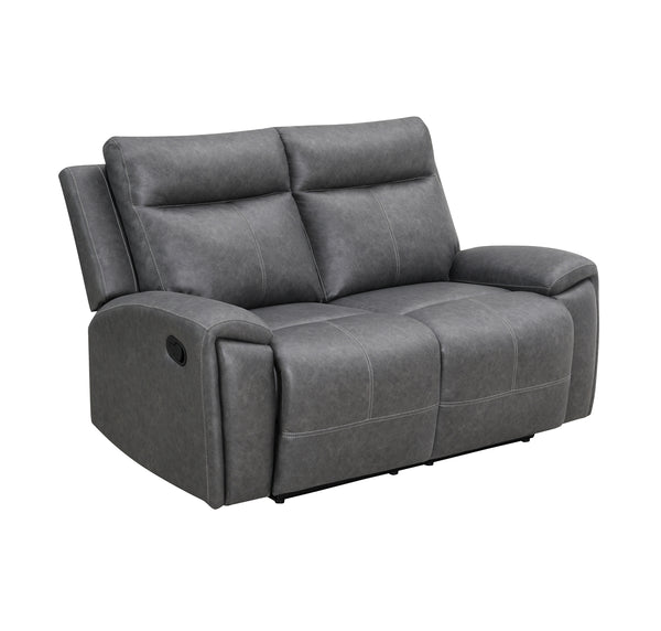 Steve Silver Gaston Manual Reclining Loveseat In Gray Vegan Leather