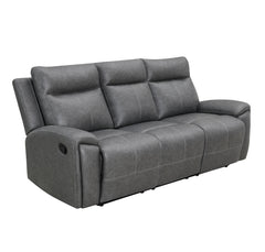 Steve Silver Gaston Manual Reclining Sofa In Gray Vegan Leather