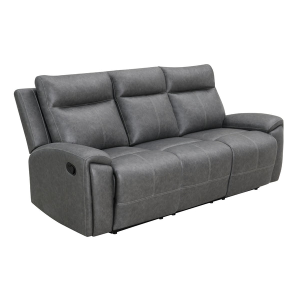 Steve Silver Gaston Manual Reclining Sofa In Gray Vegan Leather