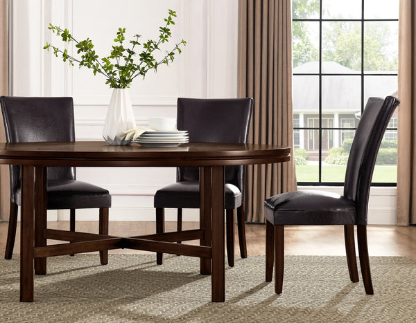 Steve Silver Hartford 72-Inch 5-Piece Dining Set With 4 Brown Leatherette Chairs In Deep Espresso