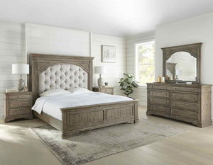 Steve Silver Highland Park King Bed, Dresser, Mirror & Nightstand Set In Waxed Driftwood