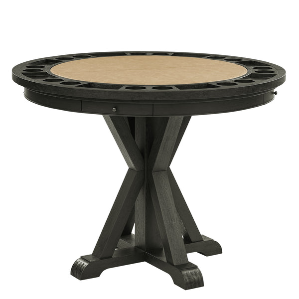 Steve Silver Rylie Counter-Height Table With Game Top In Black Finish With Sand Faux-Leather