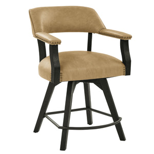 Steve Silver Rylie 24-Inch Counter Captains Chairwith Black Finish & Sand Faux-Leather