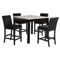 New Classic Celeste 5-Piece 42-Inch Marble Finish Counter-Height Table & 4 Chairs in Black