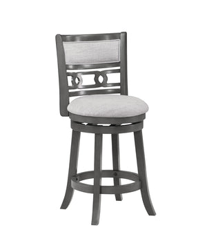 New Classic Gia 24-Inch Upholstered Swivel Counter-Height Stool in Gray with Gray Fabric Seat