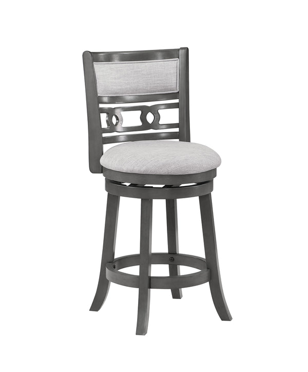 New Classic Gia 24-Inch Upholstered Swivel Counter-Height Stool in Gray with Gray Fabric Seat