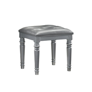 New Classic Valentino Vanity Table Stool in Silver