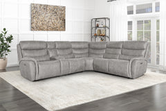 New Classic Kamari 3-Piece Sectional with Dual Power Headrests & Footrests in Gray