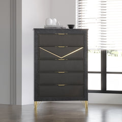 New Classic Symmetry 5-Drawer Chest in Charcoal