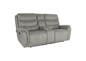 New Classic Kamari Console Loveseat with Dual Recliners in Gray