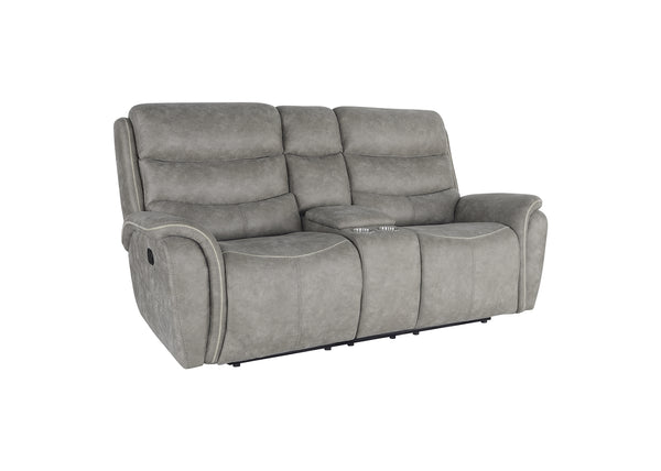 New Classic Kamari Console Loveseat with Dual Recliners in Gray