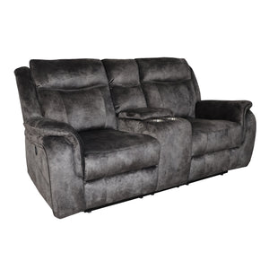 New Classic Park City Console Loveseat with Power Footrest in Slate