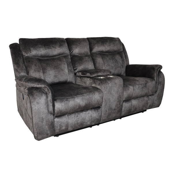 New Classic Park City Console Loveseat with Power Footrest in Slate