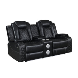 New Classic Orion II Console Loveseat with Dual Recliners in Black