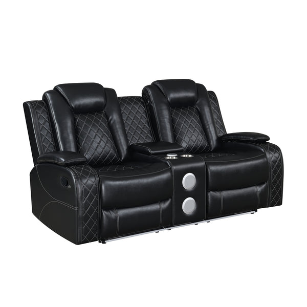 New Classic Orion II Console Loveseat with Dual Recliners in Black