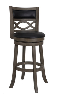 New Classic Manchester 29-Inch Upholstered Barstool with Black Polyurethane Cushions in Gray