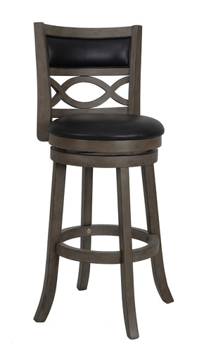 New Classic Manchester 29-Inch Upholstered Barstool with Black Polyurethane Cushions in Gray