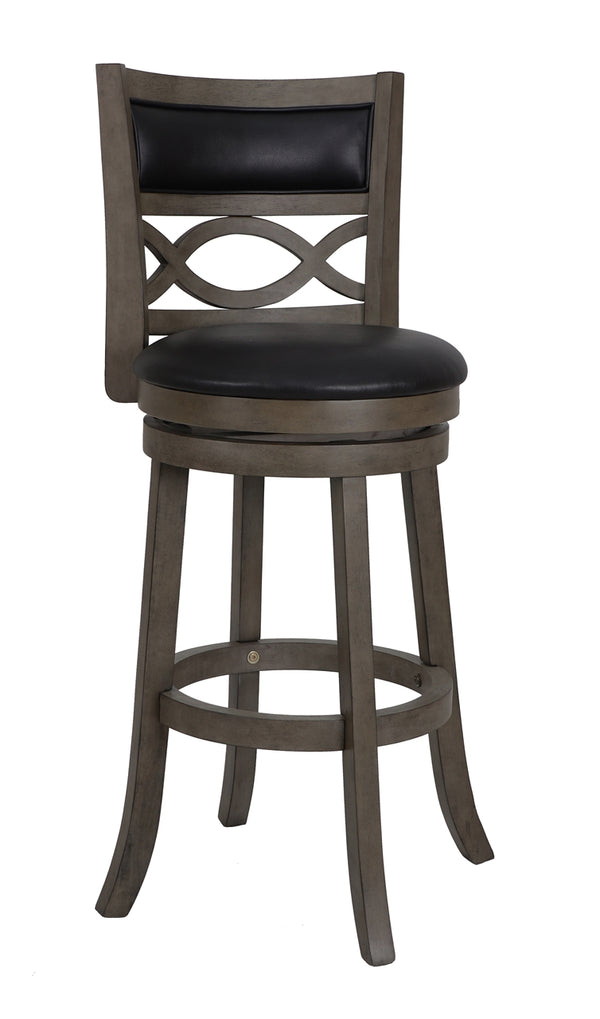New Classic Manchester 29-Inch Upholstered Barstool with Black Polyurethane Cushions in Gray