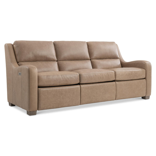 Bernhardt Ventura Tan Leather Power Motion Sofa
