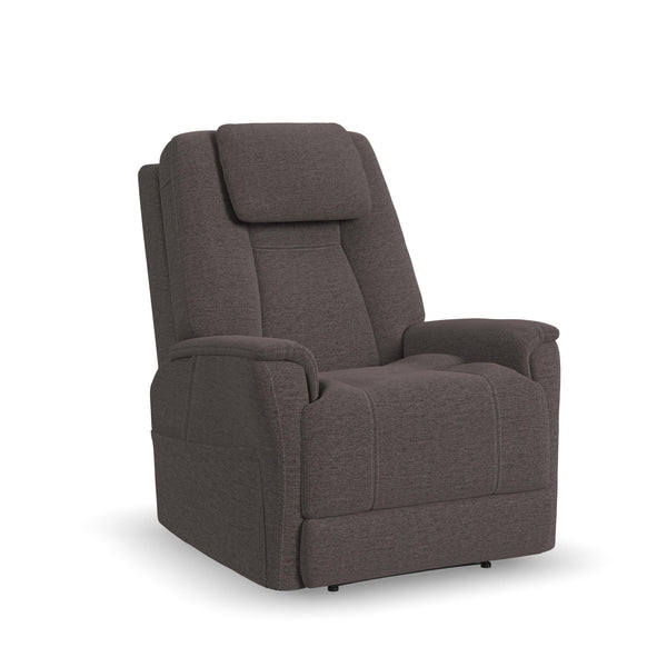 Flexsteel Zecliner Model 3+ Umber Fabric Power Rocking Recliner with Power Headrest, Power Lumbar, Heat & Air Massage
