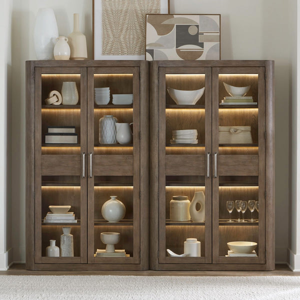 Liberty Furniture South Bend Burnished Clay 2-Piece Bunching Display Cabinet Set with LED Lighting