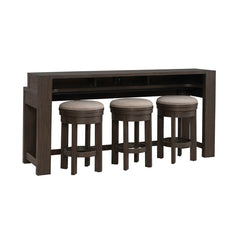 Liberty Furniture Lennox Hill Bark 4-Piece Console Bar Table & 3 Upholstered Swivel Console Stools Set with USB