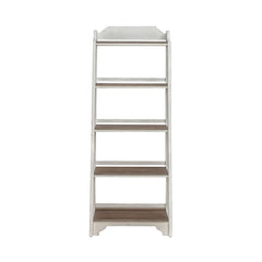 Liberty Furniture Magnolia Manor Antique White & Weathered Bark 5-Shelf Leaning Pier Bookcase