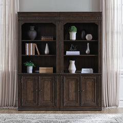 Liberty Furniture Provence Park Chateau Brown 2-Piece Bunching Bookcases Set with Shaped Decorative Bead Molding