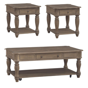 Liberty Furniture Magnolia Manor Weathered Bisque 3-Piece Cocktail Table with Casters Set