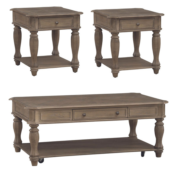 Liberty Furniture Magnolia Manor Weathered Bisque 3-Piece Cocktail Table with Casters Set