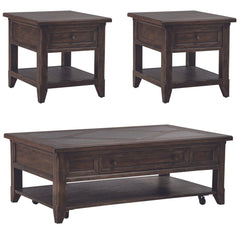 Liberty Furniture Paradise Valley Saddle Brown 3-Piece Rectangular Cocktail Table & 2 End Tables Set
