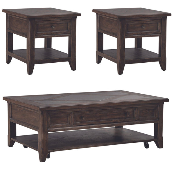 Liberty Furniture Paradise Valley Saddle Brown 3-Piece Rectangular Cocktail Table & 2 End Tables Set