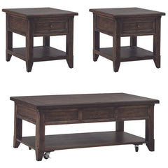 Liberty Furniture Paradise Valley Saddle Brown 3-Piece Lift-Top Cocktail Table & 2 End Tables Set
