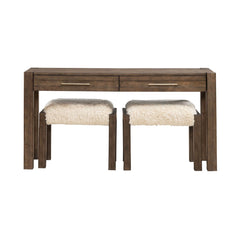 Liberty Furniture Broadmore Cobblestone Brown 3-Piece Console Table & 2 Upholstered Console Stools Set