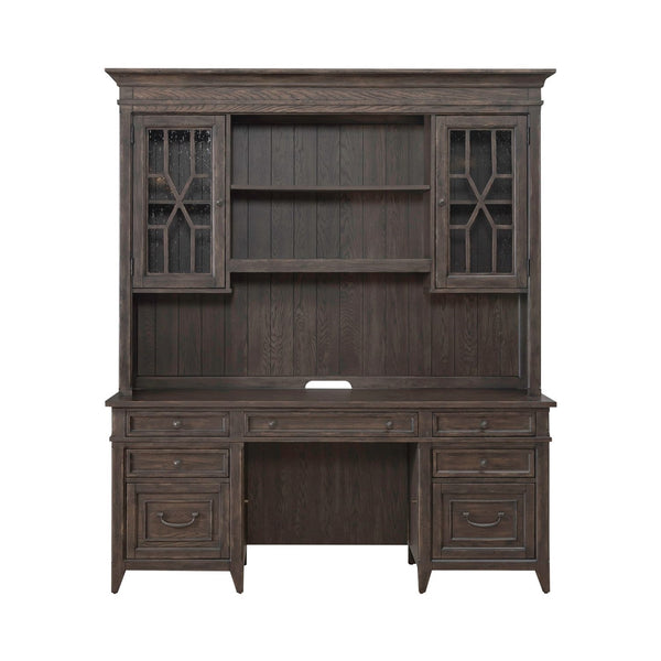 Liberty Furniture Paradise Valley Saddle Brown Credenza & Hutch Set with Bead Molding