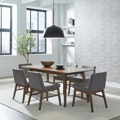 Liberty Furniture Space Savers Satin Walnut 7-Piece Casual Dining Leg Table & 4 Upholstered Side Chairs Set