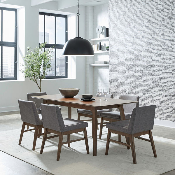 Liberty Furniture Space Savers Satin Walnut 7-Piece Casual Dining Leg Table & 4 Upholstered Side Chairs Set
