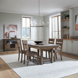 Liberty Furniture Brook Bay Sandstone 5-Piece Casual Dining Trestle Table Set with Upholstered Chairs