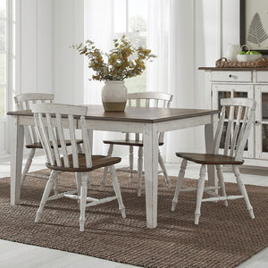 Liberty Furniture Al Fresco Graphite & Whitestone 5-Piece Casual Dining Rectangular Table & 4 Slat Back Side Chairs Set