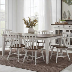 Liberty Furniture Al Fresco Graphite & Whitestone 7-Piece Casual Dining Rectangular Leg Table & 6 Slat Back Side Chairs Set