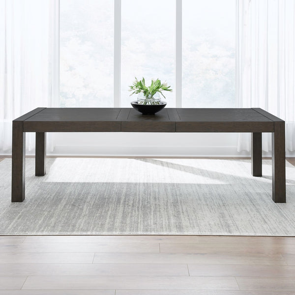 Liberty Furniture Cascade Falls Satin Espresso Rectangular Leg Dining Table with 20-Inch Self Storing Leaf