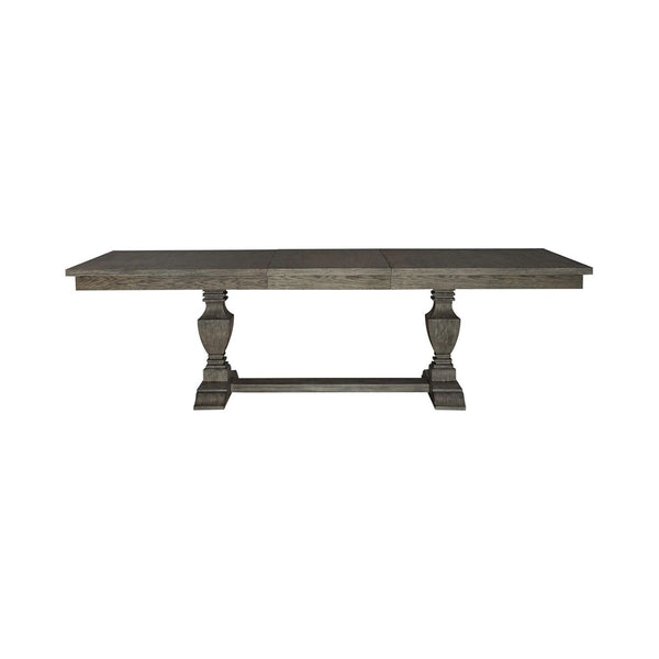 Liberty Furniture Westfield Havana Brown Casual Dining Trestle Table with Square Turned Double Pedestals & 24-Inch Leaf