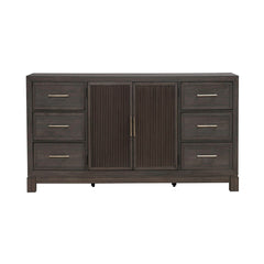 Liberty Furniture Modern Edge Caffe 2-Door 6-Drawer Dresser with Raised Block Base